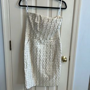 Strapless white/gold dress WITH POCKETS!!